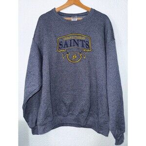 Jerzees Crean Lutheran Saints Sweatshirt XL Gray Embroidered 2010s Crewneck